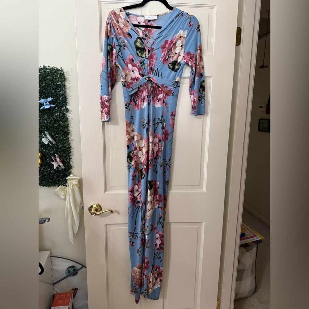 Women’s Peach Love California Blue Floral Maxi Dress M